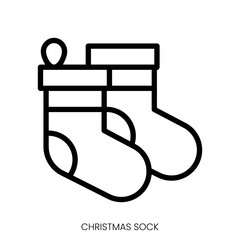 christmas sock icon. Line Art Style Design Isolated On White Background