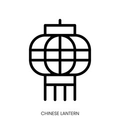chinese lantern icon. Line Art Style Design Isolated On White Background
