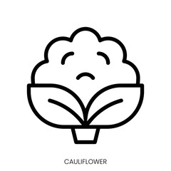 cauliflower icon. Line Art Style Design Isolated On White Background