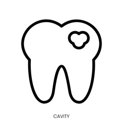 cavity icon. Line Art Style Design Isolated On White Background