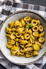 olives cut slices circles healthy meal olive food snack on the table copy space food background rustic top view