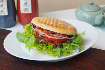 Authentic top quality American Burger with tomato