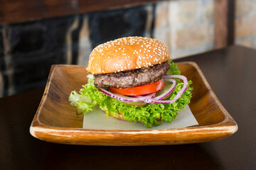 Authentic top quality American Burger with tomato
