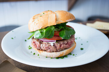 Authentic top quality American Burger with tomato