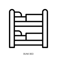 bunk bed icon. Line Art Style Design Isolated On White Background