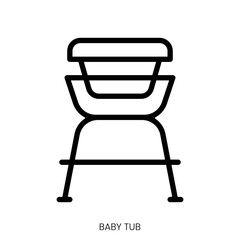 baby tub icon. Line Art Style Design Isolated On White Background