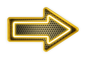 Metallic arrow with yellow neon