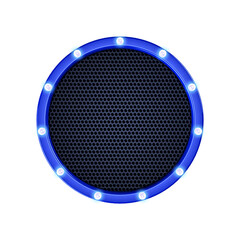 Blue circular panel with lamps