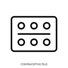 contraceptive pills icon. Line Art Style Design Isolated On White Background