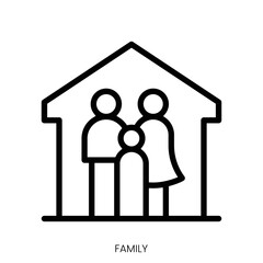 family icon. Line Art Style Design Isolated On White Background