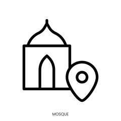 mosque icon. Line Art Style Design Isolated On White Background