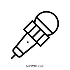 microphone icon. Line Art Style Design Isolated On White Background