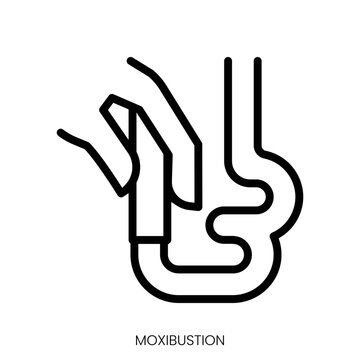 moxibustion icon. Line Art Style Design Isolated On White Background