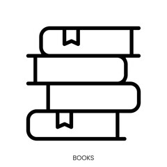 books icon. Line Art Style Design Isolated On White Background