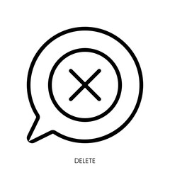 delete icon. Line Art Style Design Isolated On White Background