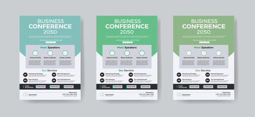 Conference flyer and invitation banner template design. Annual corporate business workshop, meeting & training promotion poster. Online digital marketing horizontal cover layout with logo & icon.