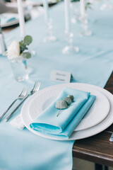 Festive table setting, top view