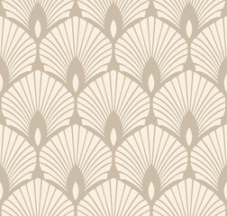 Verdunkelungsvorhänge Art Deco beige fan pattern. Ornamental background design.