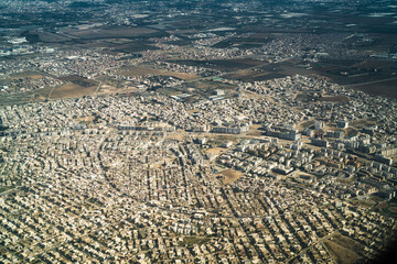 Obraz premium Aerial view of Tunisia during the flight Monastir to Lyon - view of Tunis -Tunisia