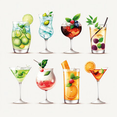 Cocktail Barkeeper Icons – Generative AI - obrazy, fototapety, plakaty
