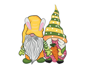 Easter gnome sublimation set, Easter gnome clipart set, cute gnomes with Easter egg and carrots