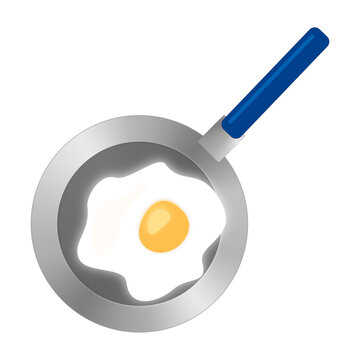 illustrazione di tegame antiaderente con uovo fritto su fondo trasparente