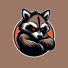 raccoon head animal logo character mascot vector illustration