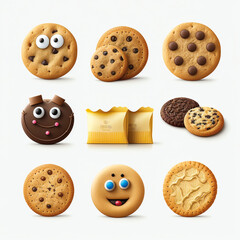 Obraz premium Lustige, witzige Kekse als Logo und Iconset – Generative AI