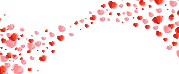 Hearts Border Isolated White Background