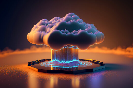 Cloud computing technology concept. Futuristic illustration. AI generative