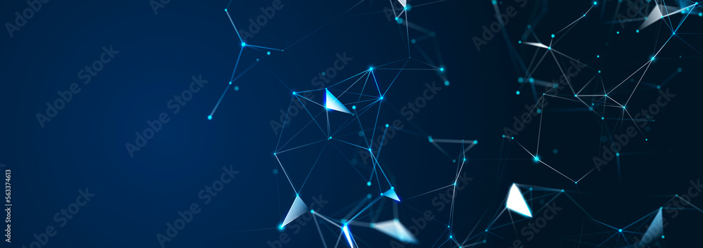 Poster polygonal background with dots and lines. network connection structure. science and technology. 3d