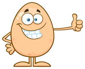 Smiling  Easter Egg Cartoon Mascot Character Showing Thumbs Up. Hand Drawn Illustration Isolated On Transparent Background