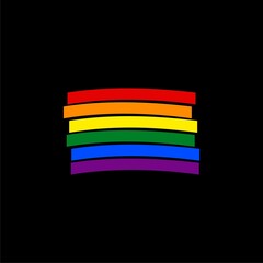 LGBT pride flag icon isolated on black background.