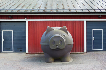 Plastic diesel fuel storage in original shape like pig in Finland.