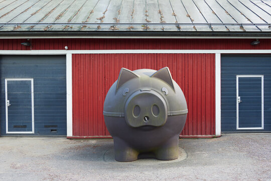 Plastic Diesel Fuel Storage In Original Shape Like Pig In Finland.