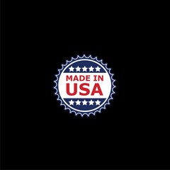 Simple illustration made in usa icon isolated on black background.