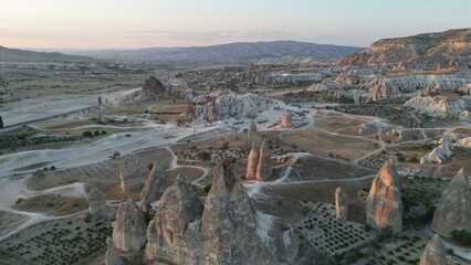 Naklejka premium The delightful nature of Cappadocia. Mountains and desert. The view from the drone.
