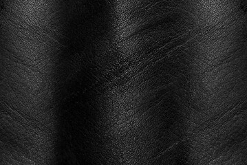 Black leather texture. Abstract background of dark leather with small roughness and scuffs