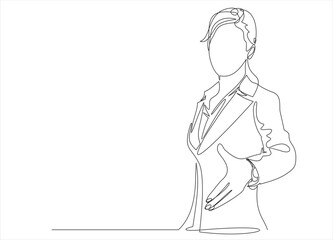 Continuous one line drawing of business woman. Business concept one line illustration. Business woman line abstract portrait minimalist contour drawing.