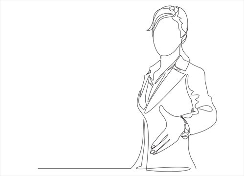 recommend clip art: Continuous one line drawing of business woman. Business concept one line illustration. Business woman line abstract portrait minimalist contour drawing.