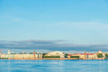 Fototapeta na wymiar Sights of Saint Petersburg. Summer in Russia. Spit of Vasilyevsky Island