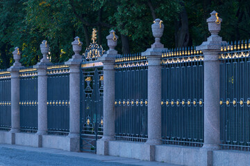  The ancient fence of the park ensemble "Summer Garden" in St. Petersburg