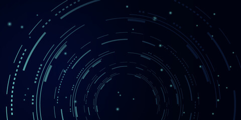 Tech design. Vector illustration for website or app design, wallpaper, banner, presentation, UI. Circular frame, diagonal rounded geometric elements on abstract gradient background.