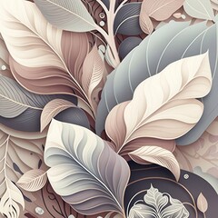Organic delicate shapes, floral pattern, pastell colors, generative ai