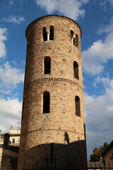 Fototapeta na wymiar Bell tower of San Vitale church in Ravenna, Emilia Romagna Italy