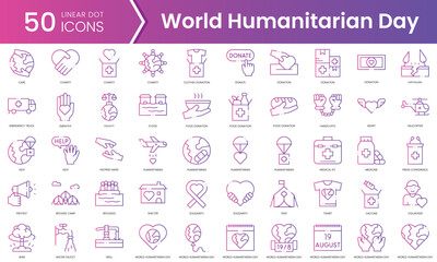 Set of world humanitarian day icons. Gradient style icon bundle. Vector Illustration