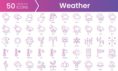 Fototapeta na wymiar Set of weather icons. Gradient style icon bundle. Vector Illustration