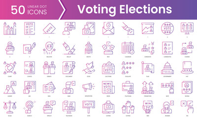 Set of voting elections icons. Gradient style icon bundle. Vector Illustration