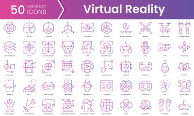 Fototapeta na wymiar Set of virtual reality icons. Gradient style icon bundle. Vector Illustration