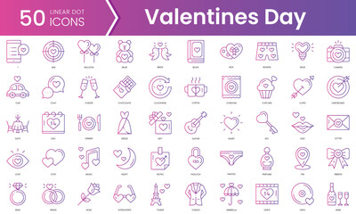 Set of valentines day icons. Gradient style icon bundle. Vector Illustration